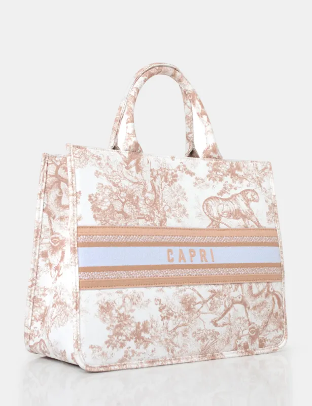 The Capri Nude Oversized Canvas Tote Bag sold by Public Desire