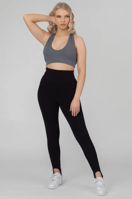 Rib Stirrup Legging Black sold by Public Desire