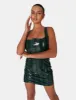 SNAKE PU CORSET MINI DRESS GREEN sold by Public Desire
