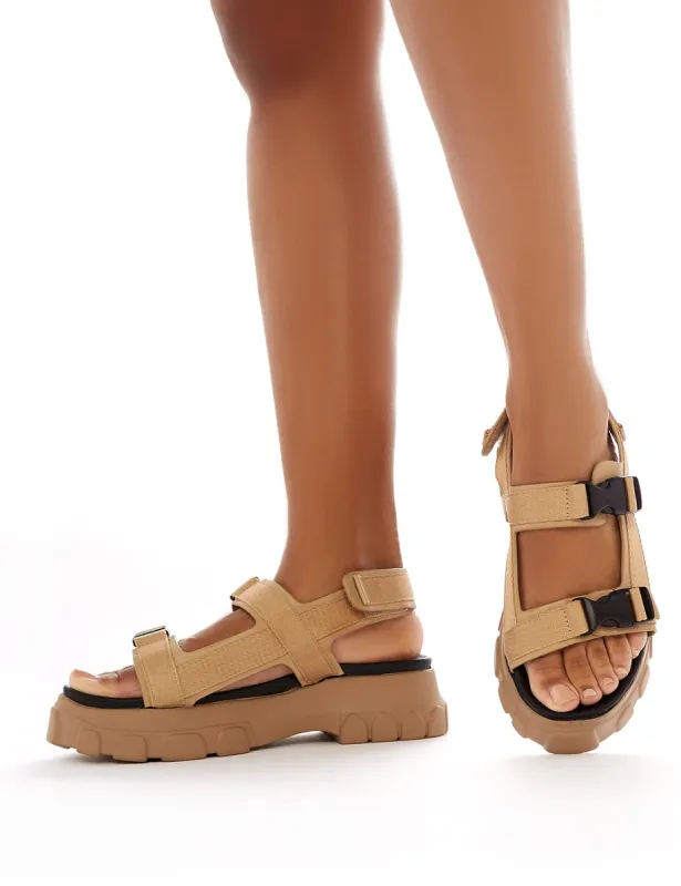 Undeniable Chunky Sports Sandals in Nude PU sold by Public Desire