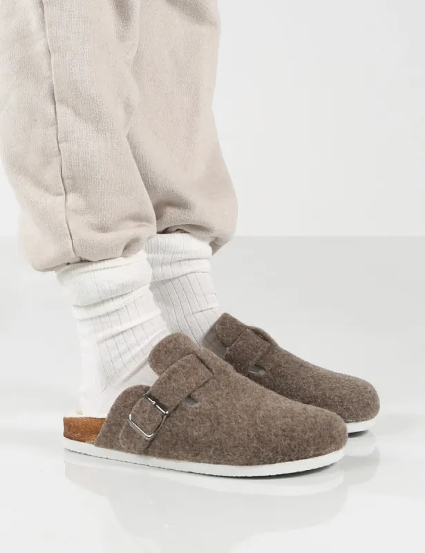 Winona Beige Faux Fur Lined Clog Slippers sold by Public Desire