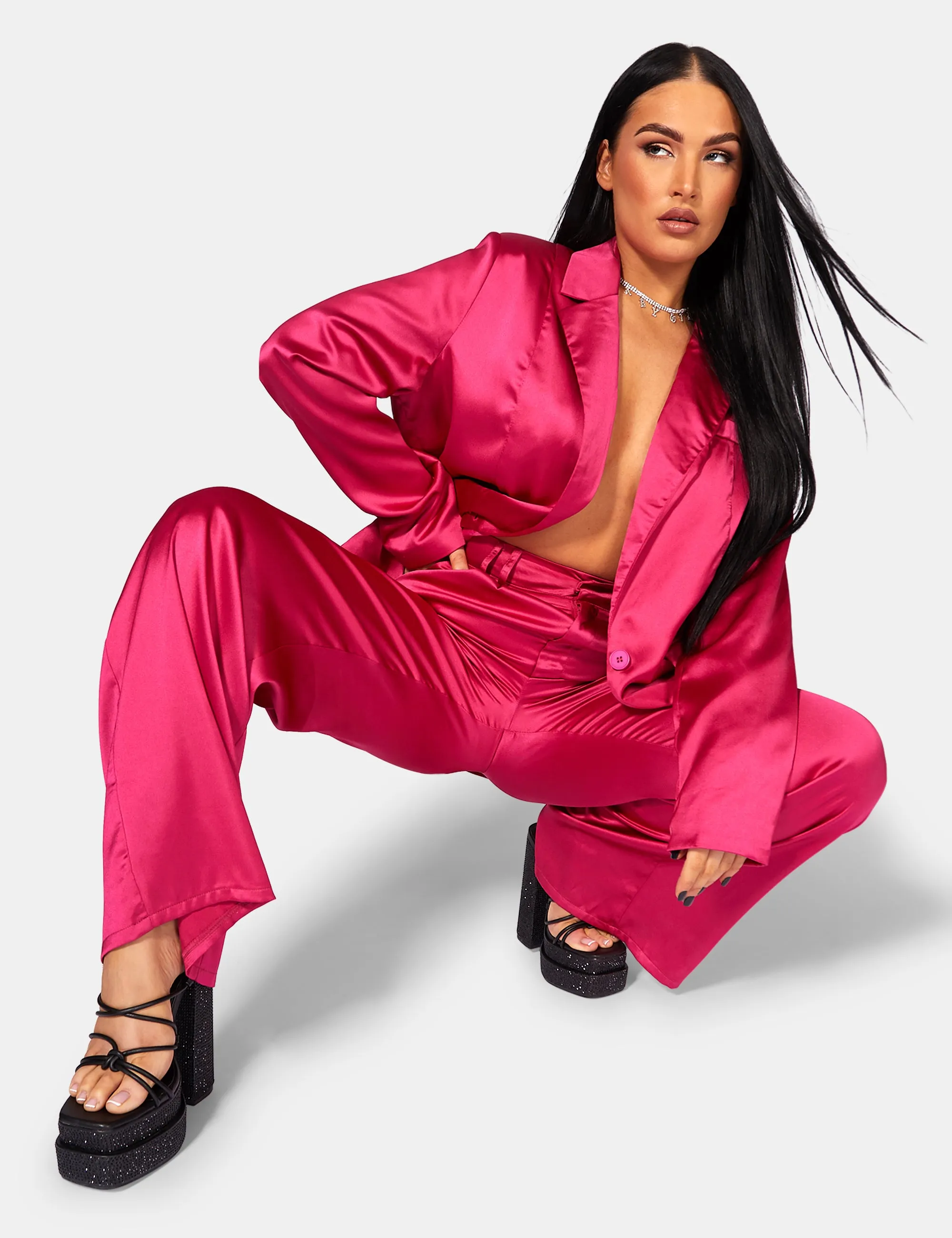 Satin Dad Blazer Pink sold by Public Desire product image thumbnail 4