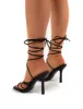 Haute Black Square Toe Strappy Lace Up Heels sold by Public Desire