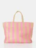 The Nikki Pink Stripe Canvas Top Handle Tote Bag sold by Public Desire