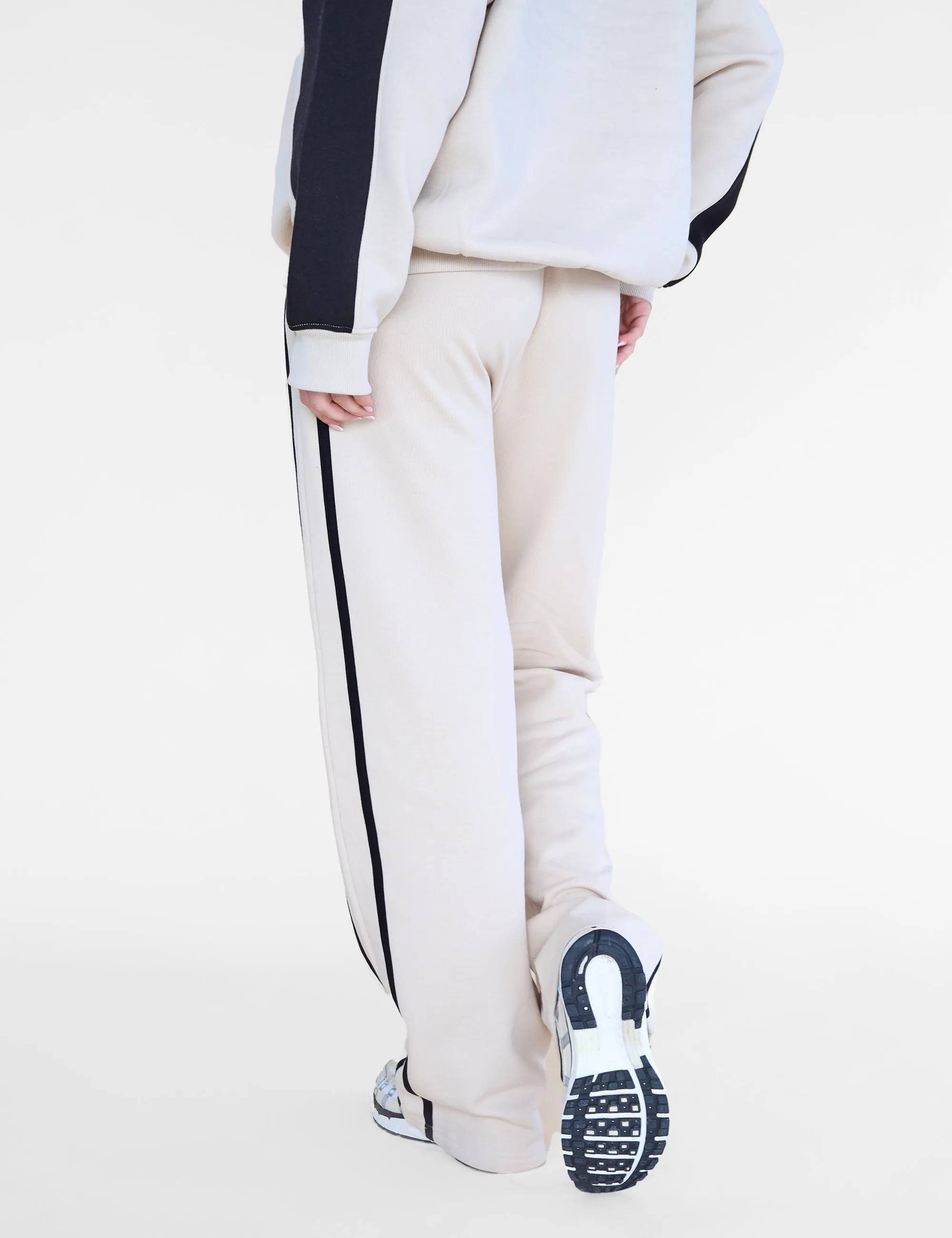 Kaiia Studio Contrast Panel Wide Leg Sweat Pants Stone & Black sold by Public Desire product image thumbnail 4
