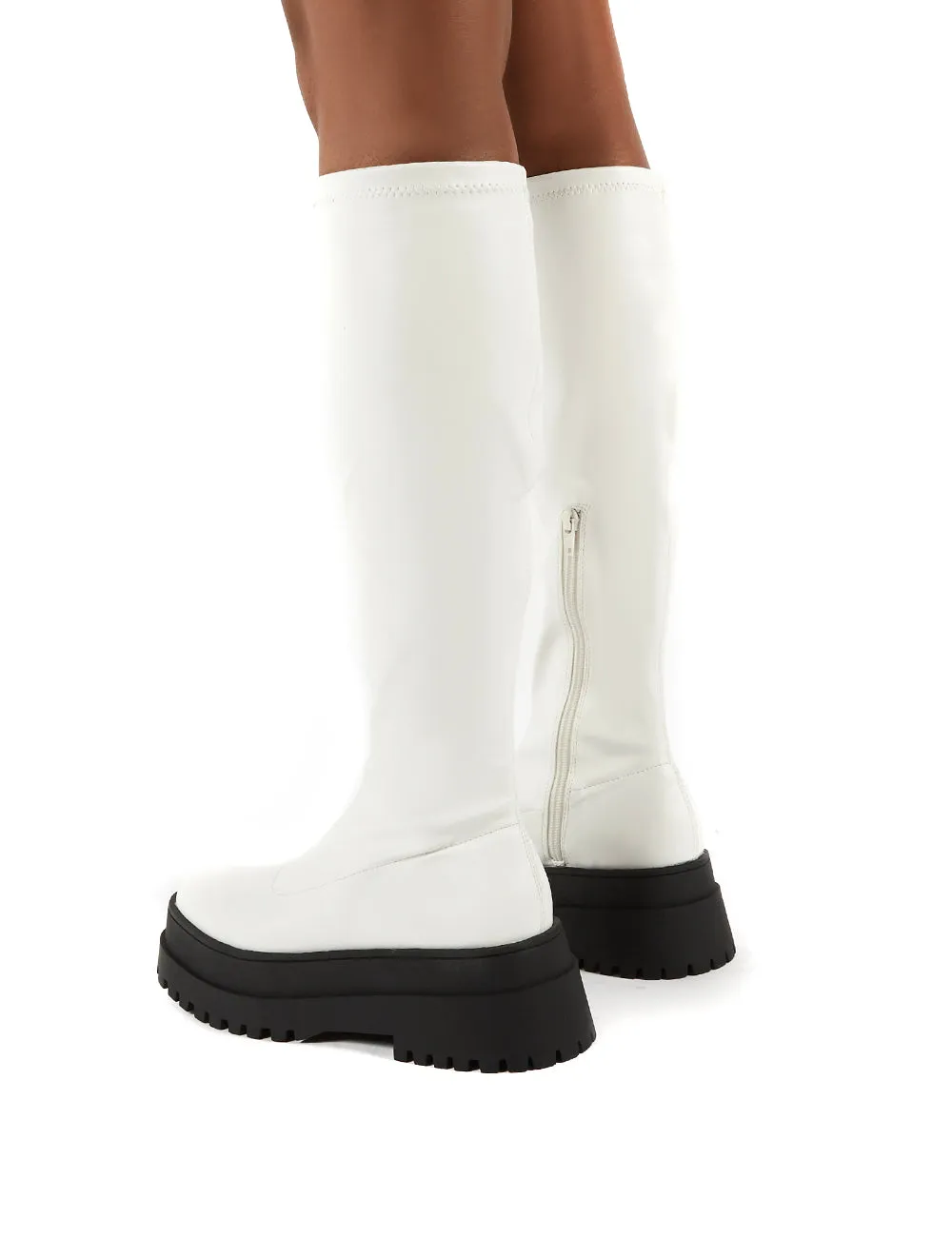 Haunt White PU Knee High Chunky Sole Boots sold by Public Desire product image thumbnail 2