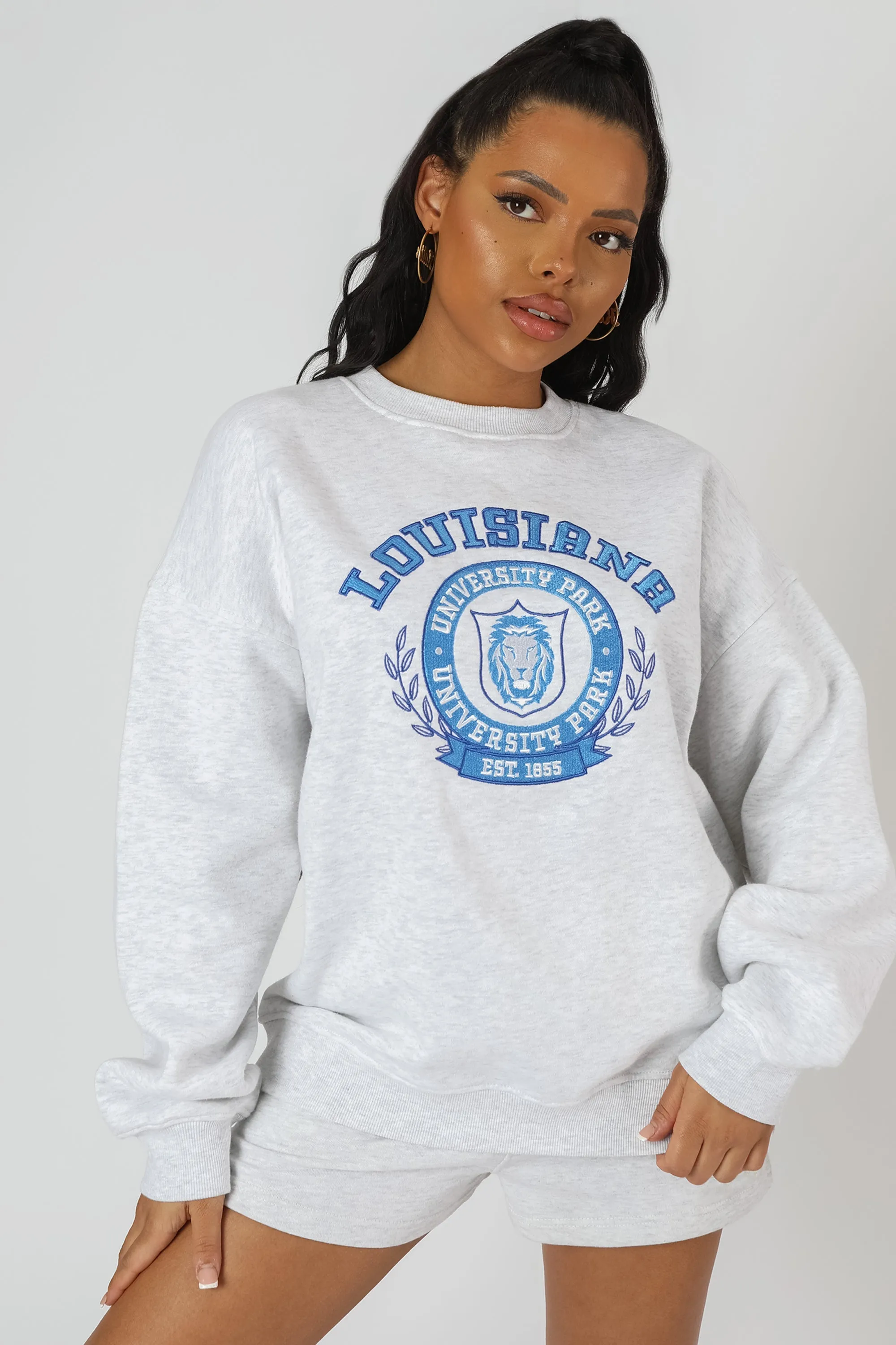 Louisiana Embroidered Sweatshirt Oatmeal Marl sold by Public Desire product image thumbnail 2