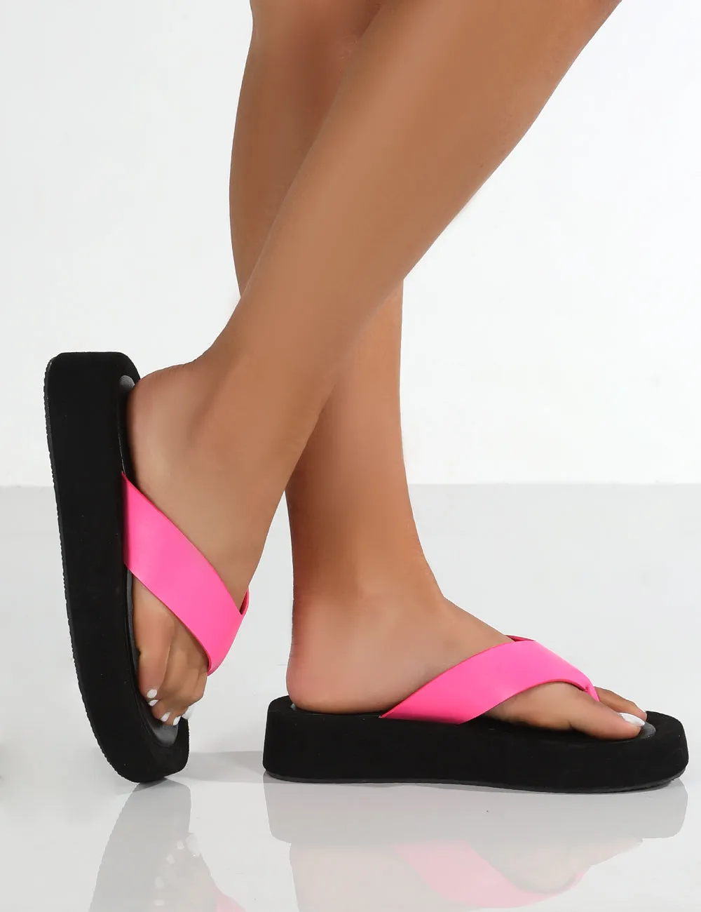 Voyage Pink PU Thong Strap Chunky Sole Sandals sold by Public Desire product image thumbnail 4
