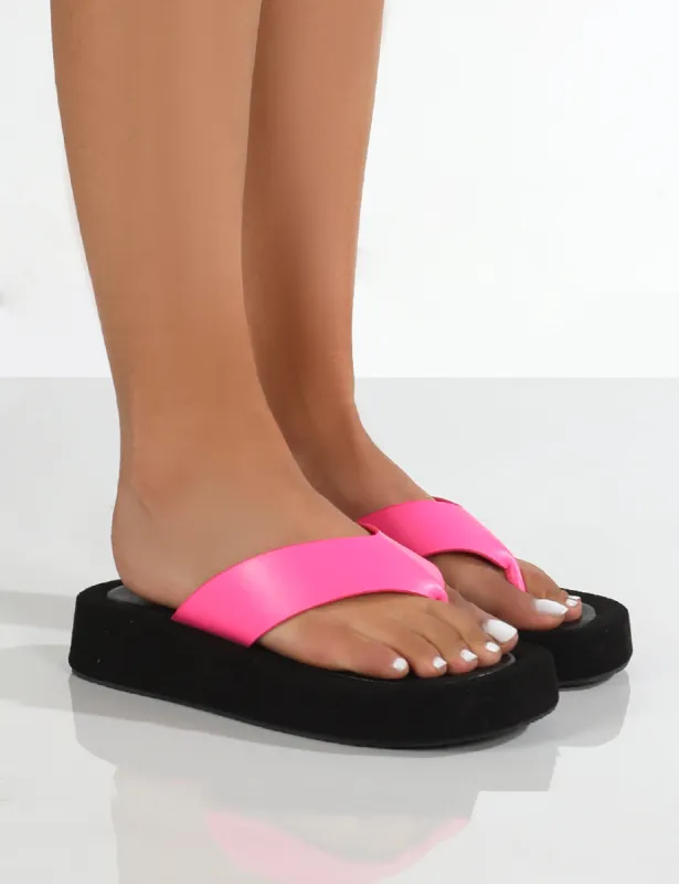 Voyage Pink PU Thong Strap Chunky Sole Sandals sold by Public Desire