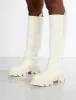 Genius Ecru Wide Fit Knee High Chunky Sole Boots sold by Public Desire