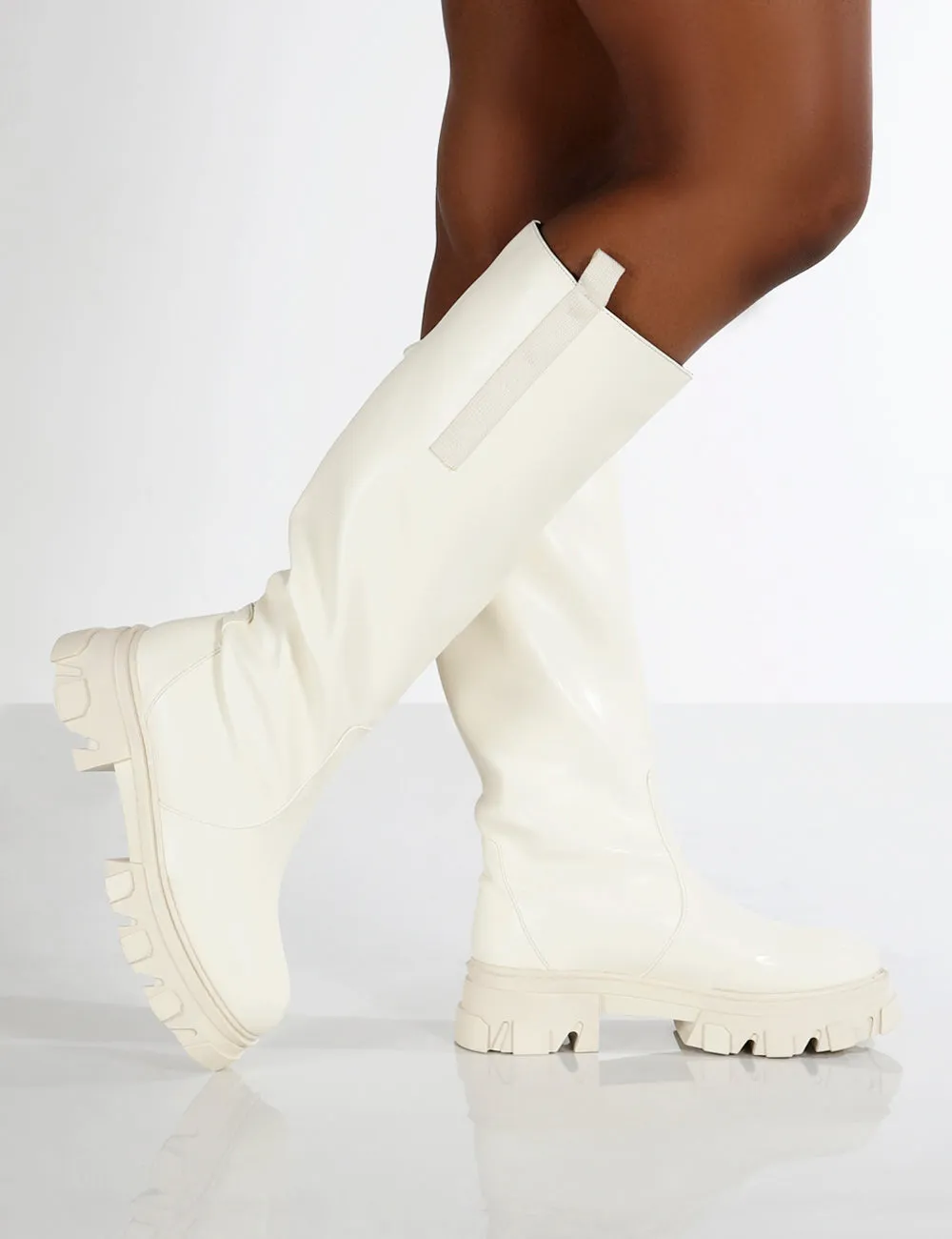 Genius Ecru Wide Fit Knee High Chunky Sole Boots sold by Public Desire product image thumbnail 3