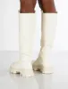 Genius Ecru Wide Fit Knee High Chunky Sole Boots sold by Public Desire