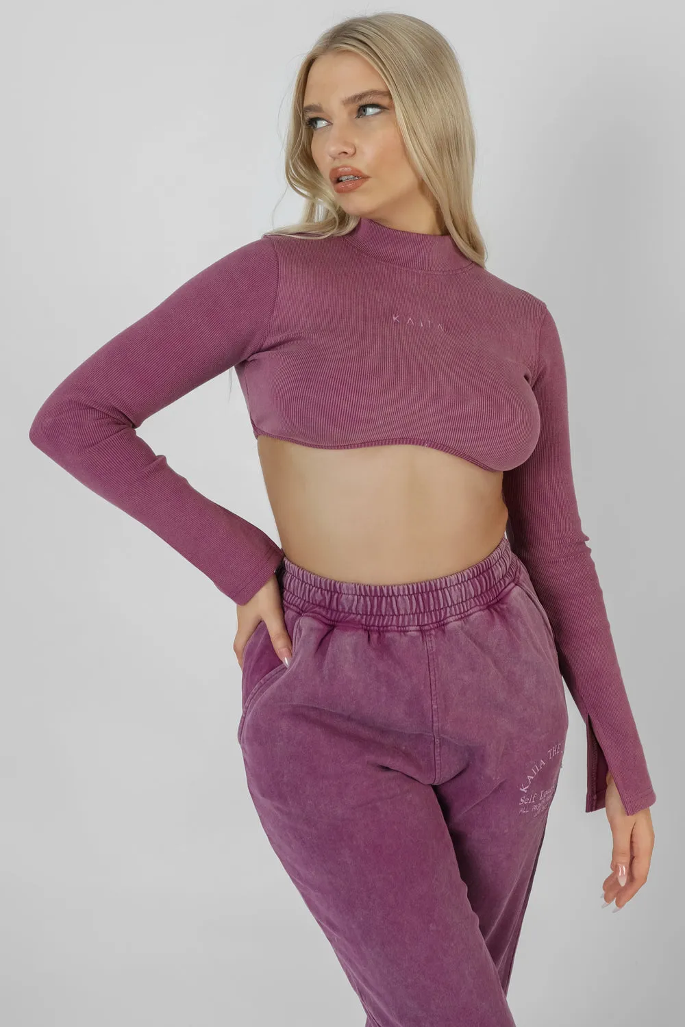 Athleisure High Neck Underbust Top Purple sold by Public Desire product image thumbnail 4