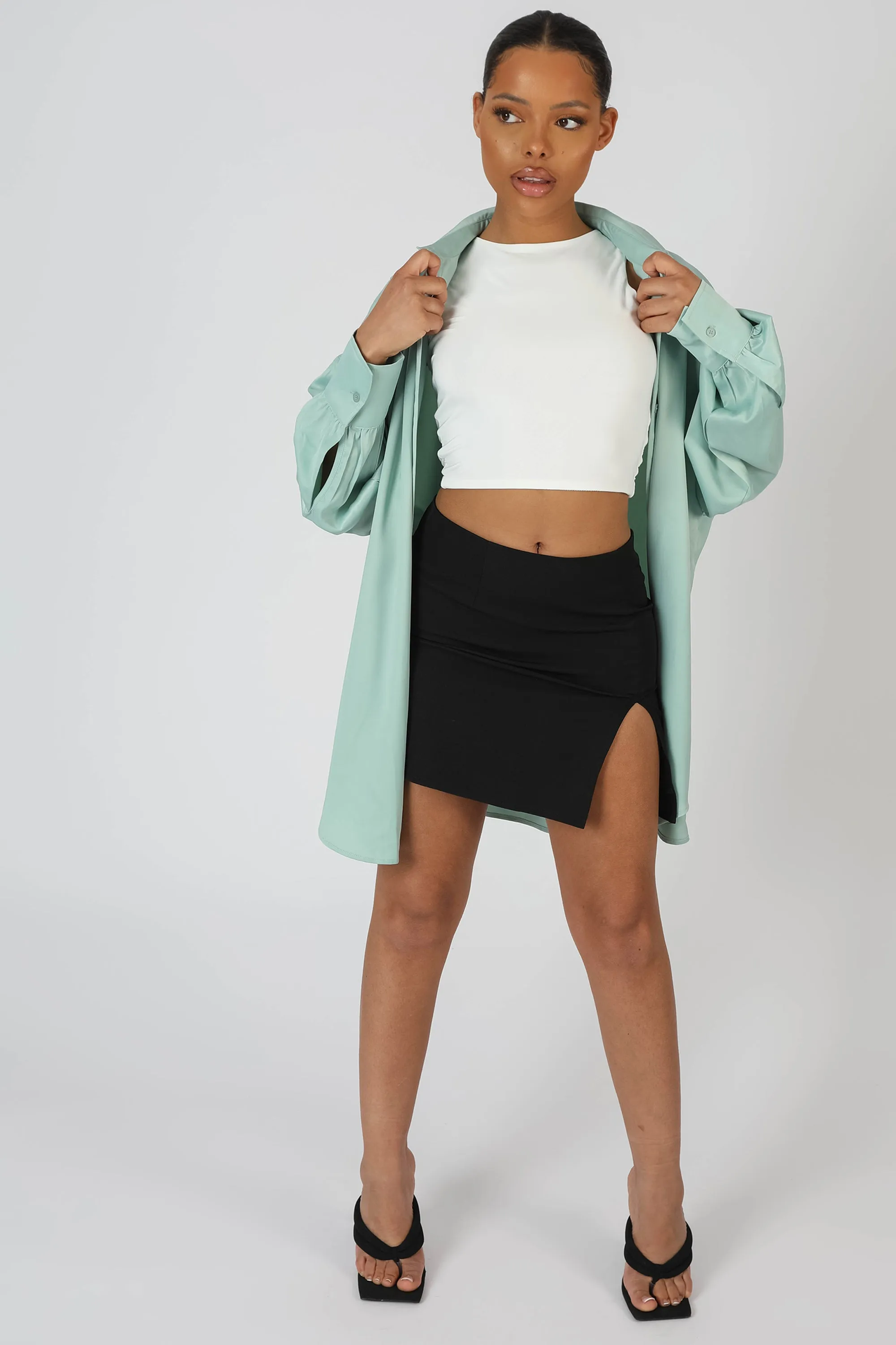 Satin Oversized Shirt Mint sold by Public Desire product image thumbnail 3
