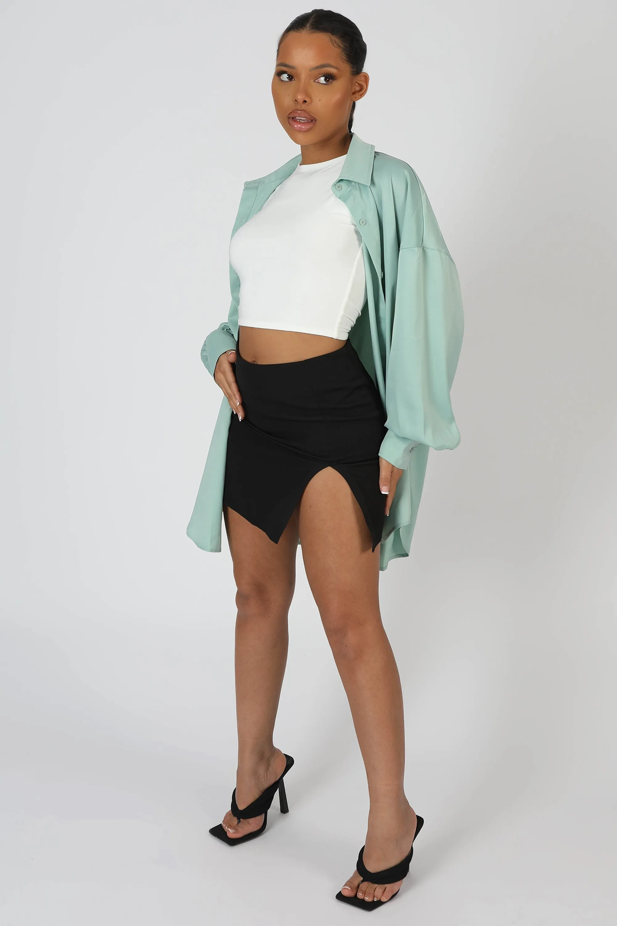 Satin Oversized Shirt Mint sold by Public Desire product image thumbnail 4