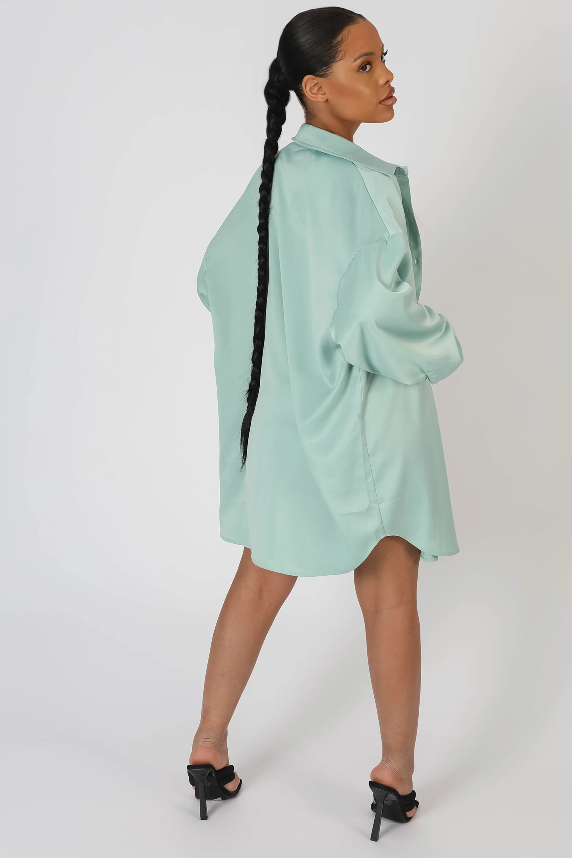 Satin Oversized Shirt Mint sold by Public Desire product image thumbnail 5