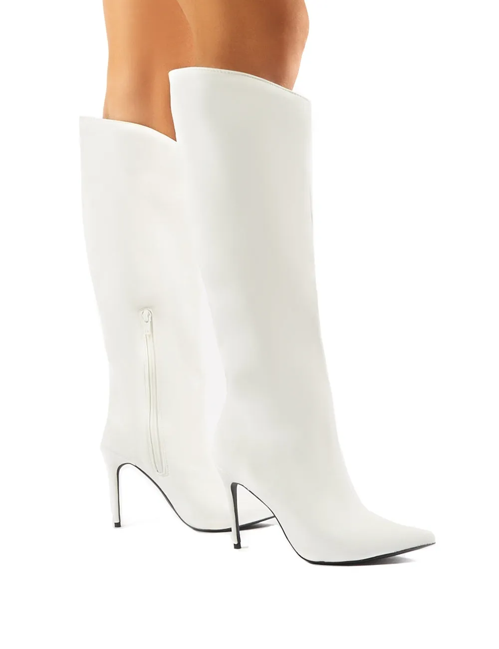 Thriller White Pointed Stiletto Heeled Knee High Boots sold by Public Desire product image thumbnail 2