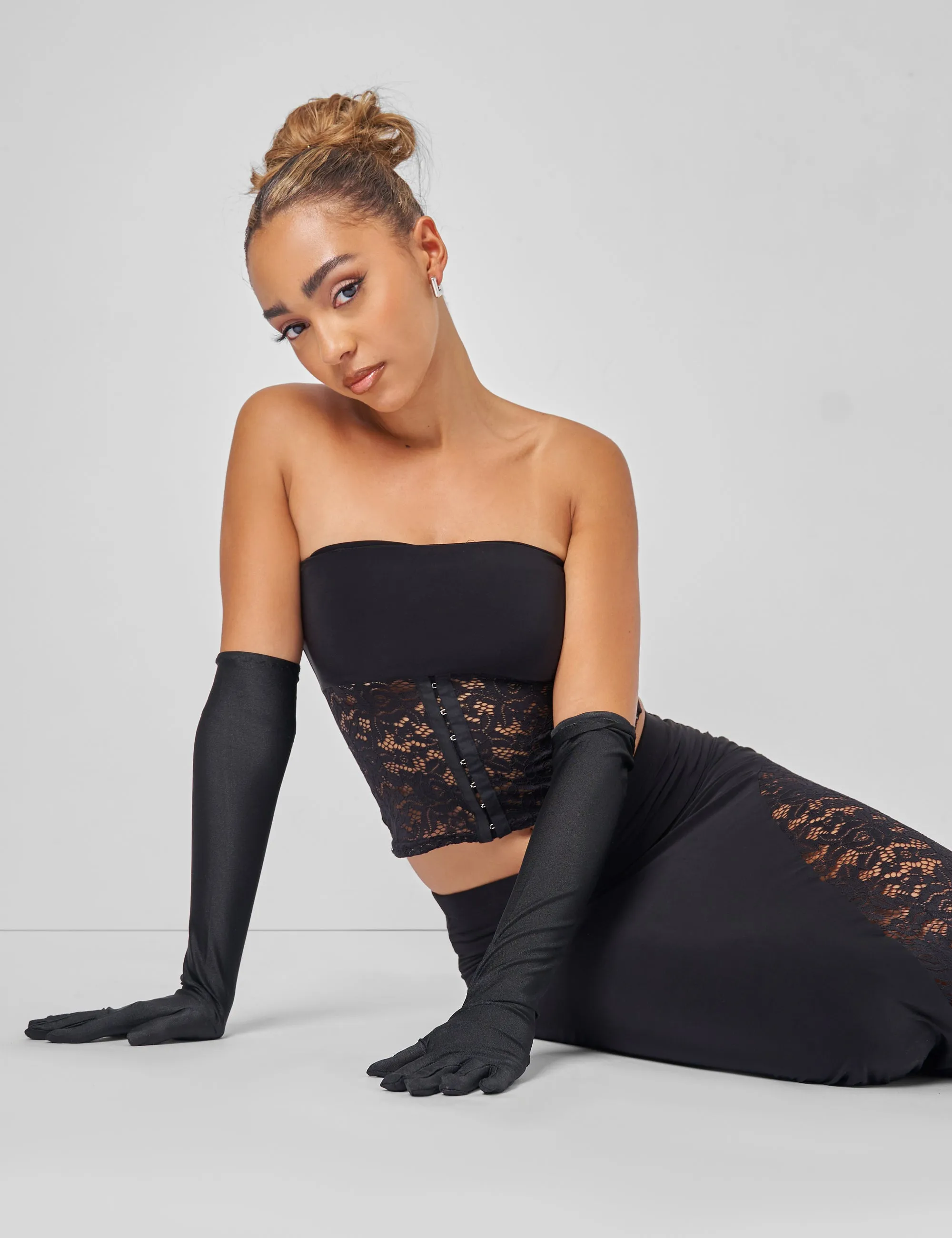 Public Desire Lace High Split Maxi Skirt Co-ord in Black sold by Public Desire product image thumbnail 3