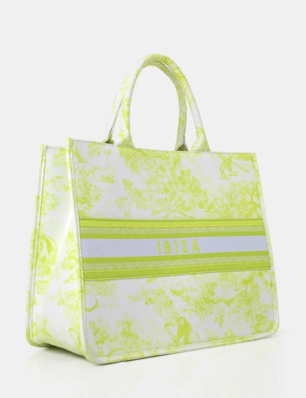 The Ibiza Lime Oversized Canvas Tote Bag sold by Public Desire