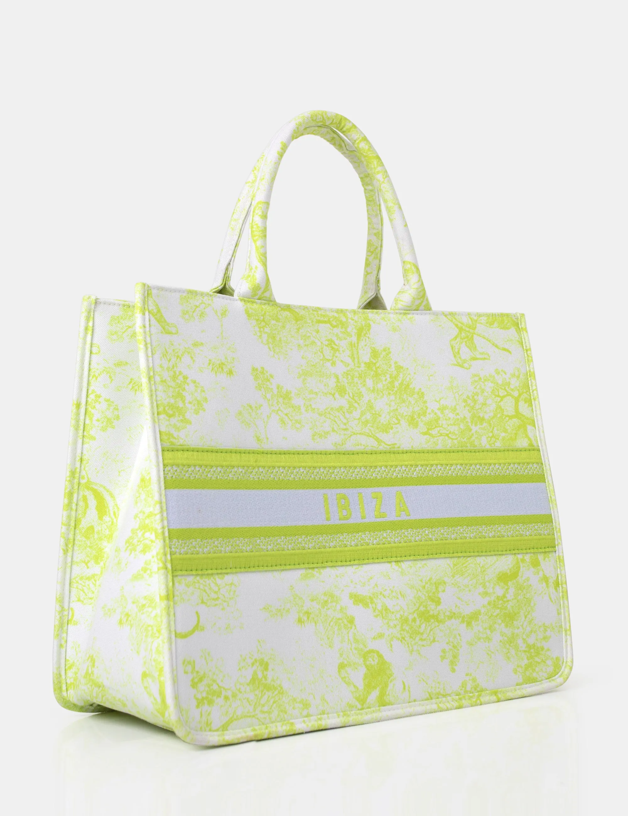 The Ibiza Lime Oversized Canvas Tote Bag sold by Public Desire