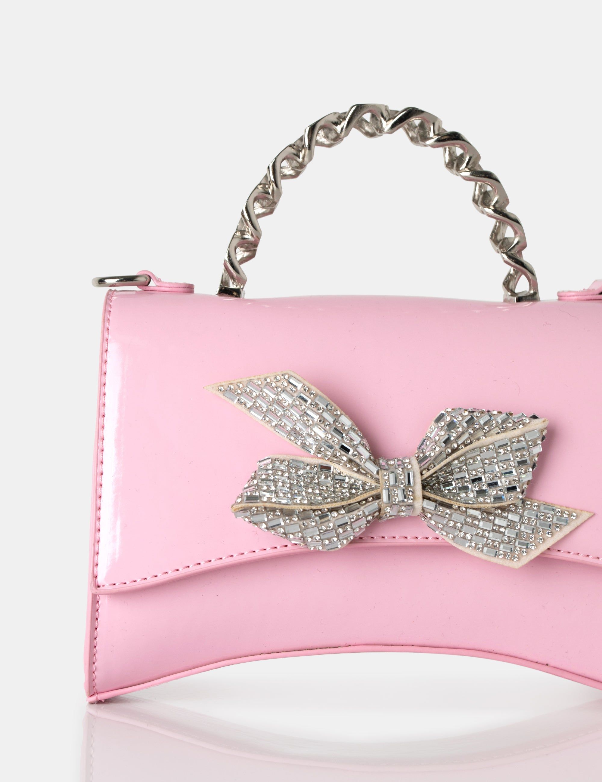 The Bow Baby Pink Patent Chain Handle Diamante Grab Bag sold by Public Desire product image thumbnail 3