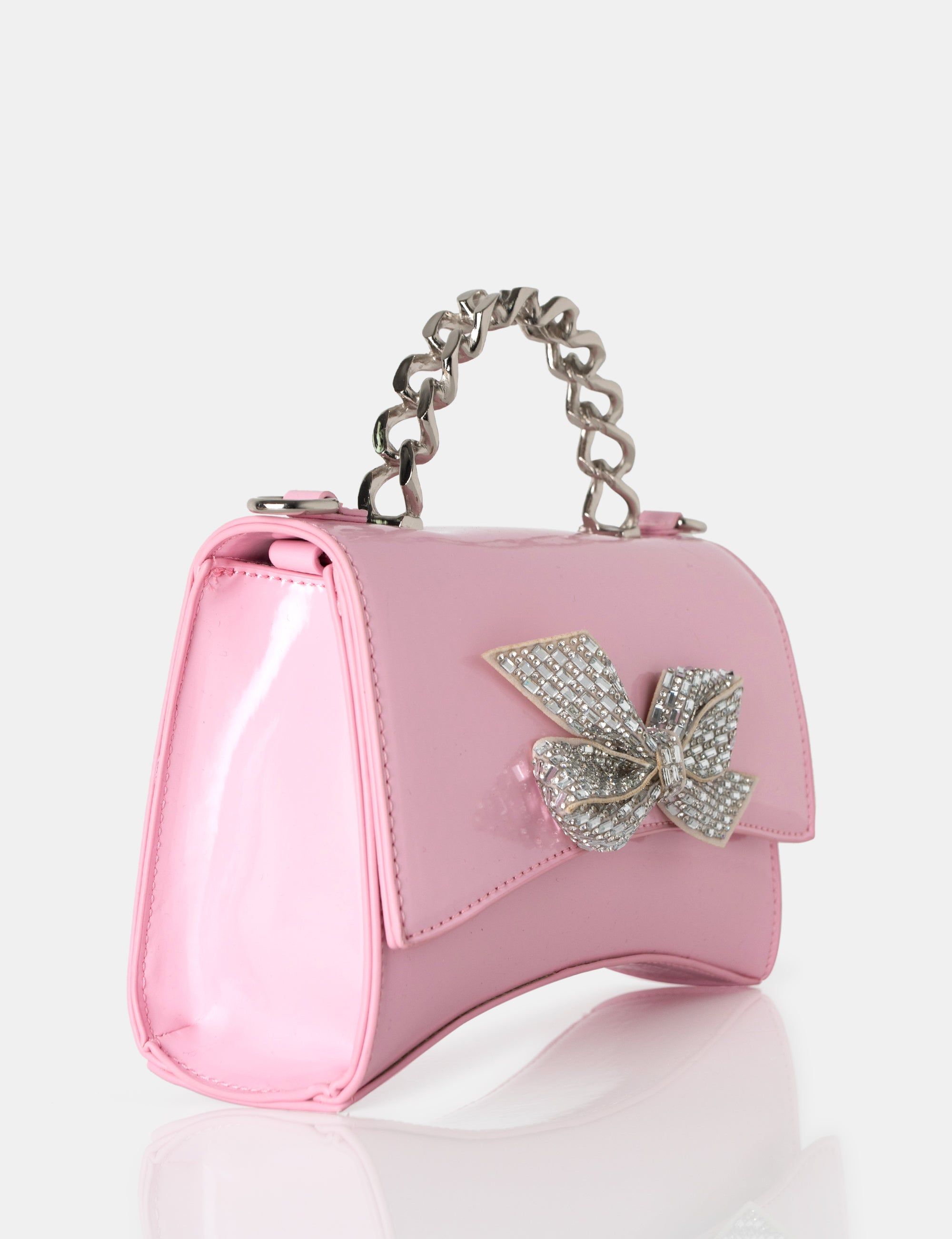 The Bow Baby Pink Patent Chain Handle Diamante Grab Bag sold by Public Desire product image thumbnail 2