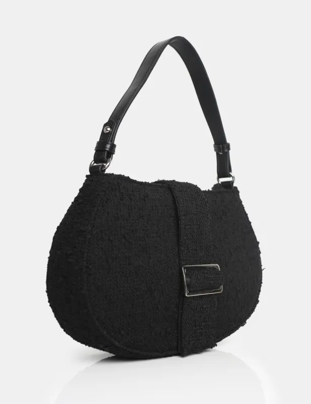 The Tex Black Boucle Shoulder Bag sold by Public Desire