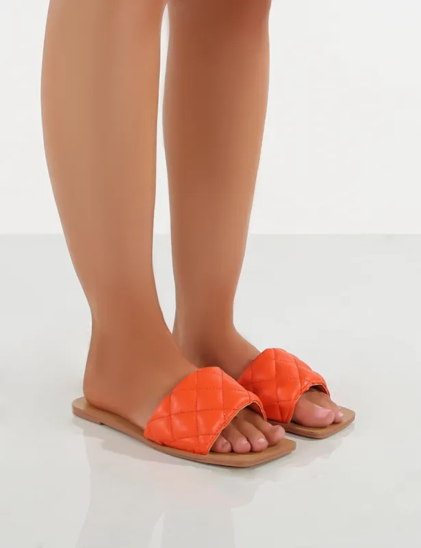 Cloud Orange Wide Fit Slider Sandals sold by Public Desire