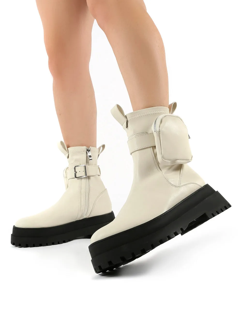 Thought Bone Pu Wide Fit Pocket Chunky Sole Ankle Boot sold by Public Desire product image thumbnail 3
