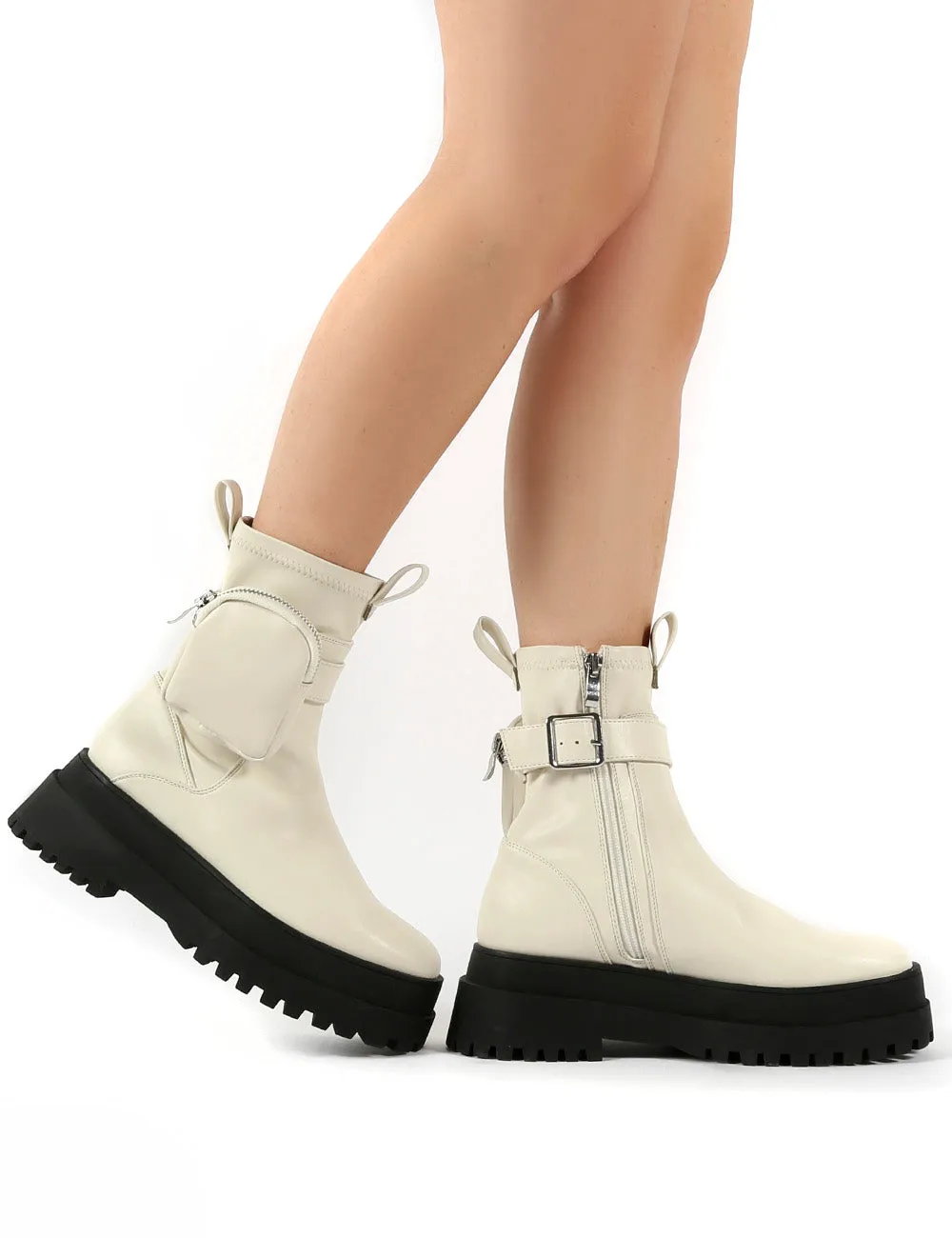 Thought Bone Pu Wide Fit Pocket Chunky Sole Ankle Boot sold by Public Desire product image thumbnail 4