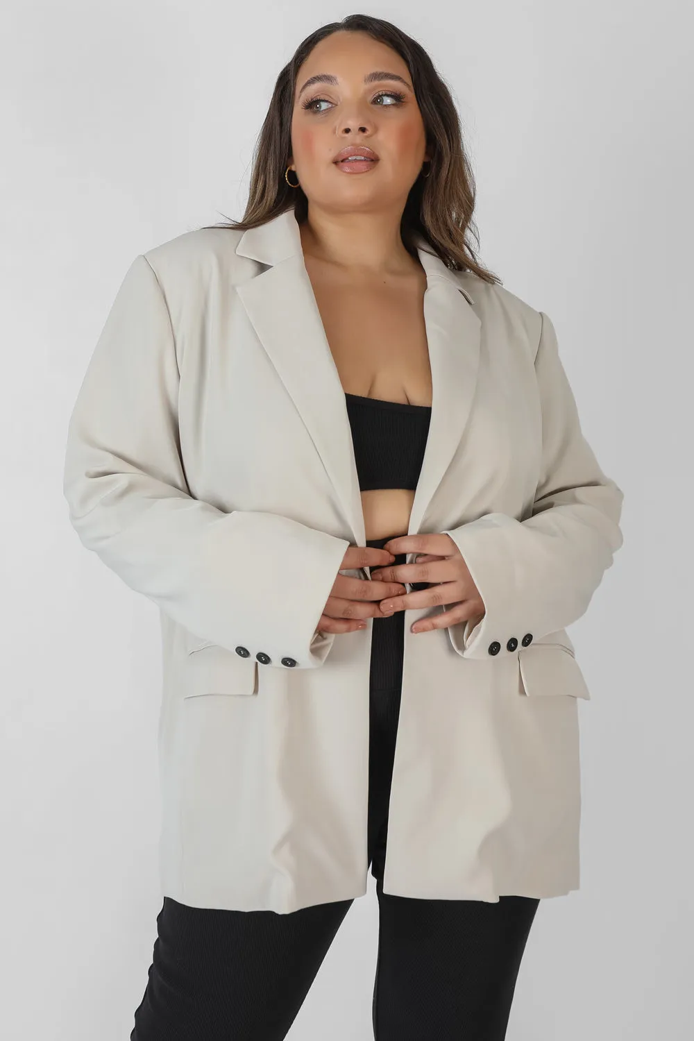 Curve Relaxed Blazer Stone sold by Public Desire