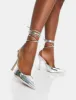 Vada Silver Mirror Slingback Lace Up Pointed Court Stiletto Heels sold by Public Desire