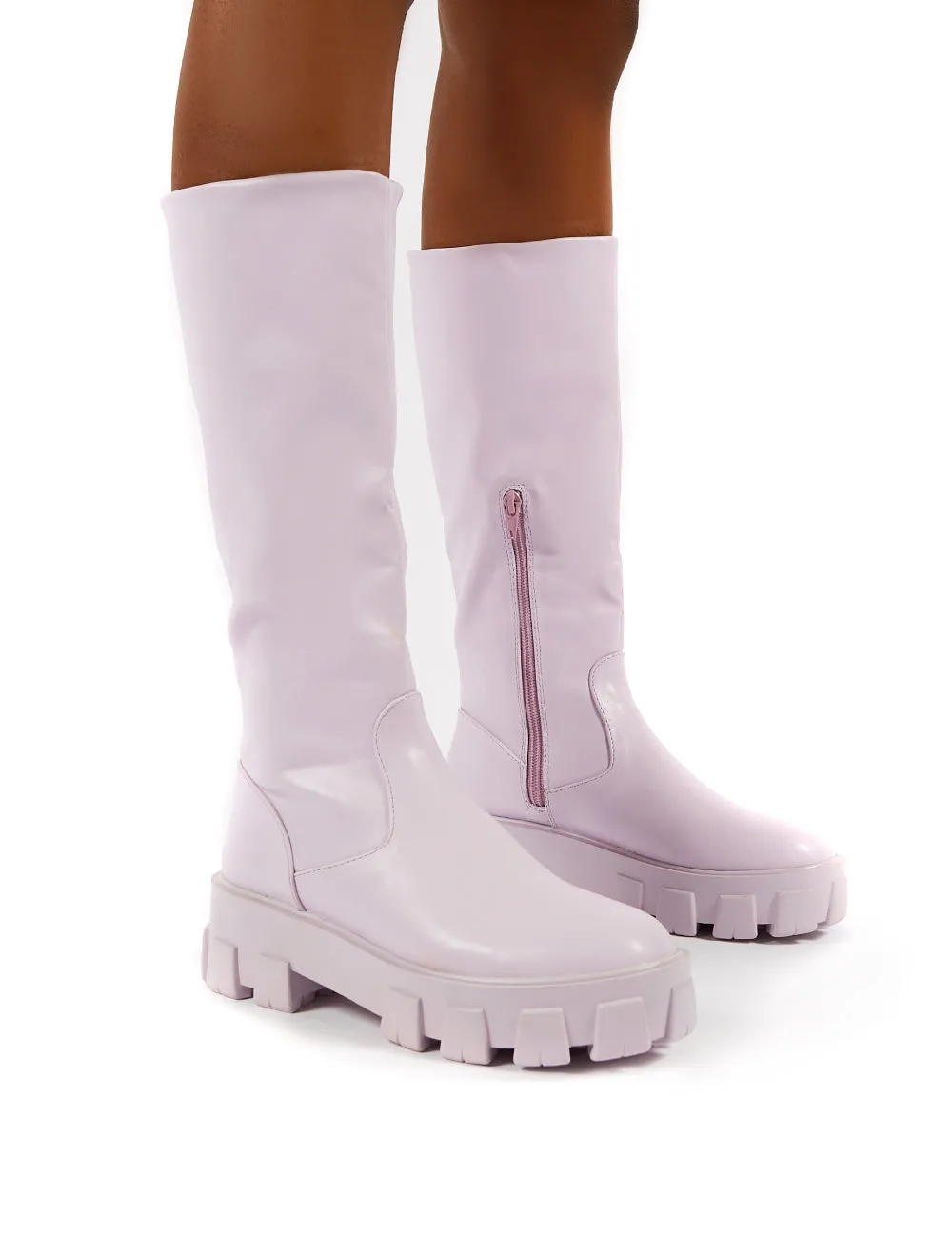 Karma Lilac Chunky Sole Knee High Boot sold by Public Desire