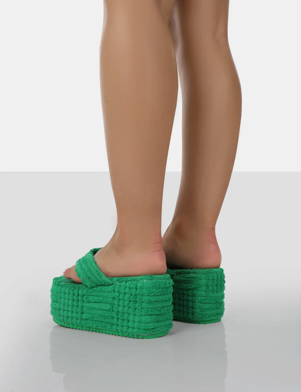 Nell Green Terry Towelling Platform Wedge Flip Flop Sandals sold by Public Desire product image thumbnail 2