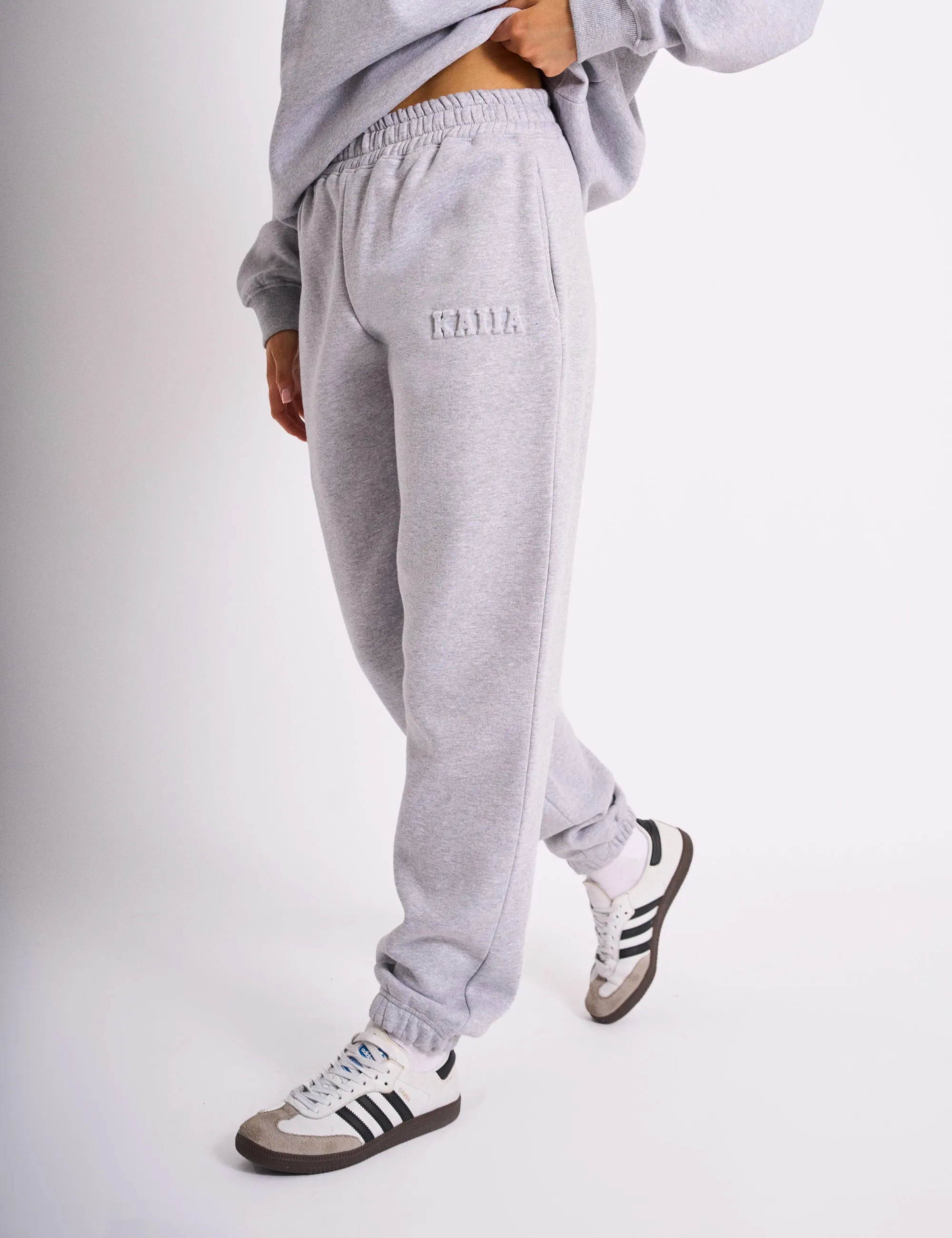 Kaiia Embossed Logo Cuffed Joggers Grey Marl sold by Public Desire product image thumbnail 4