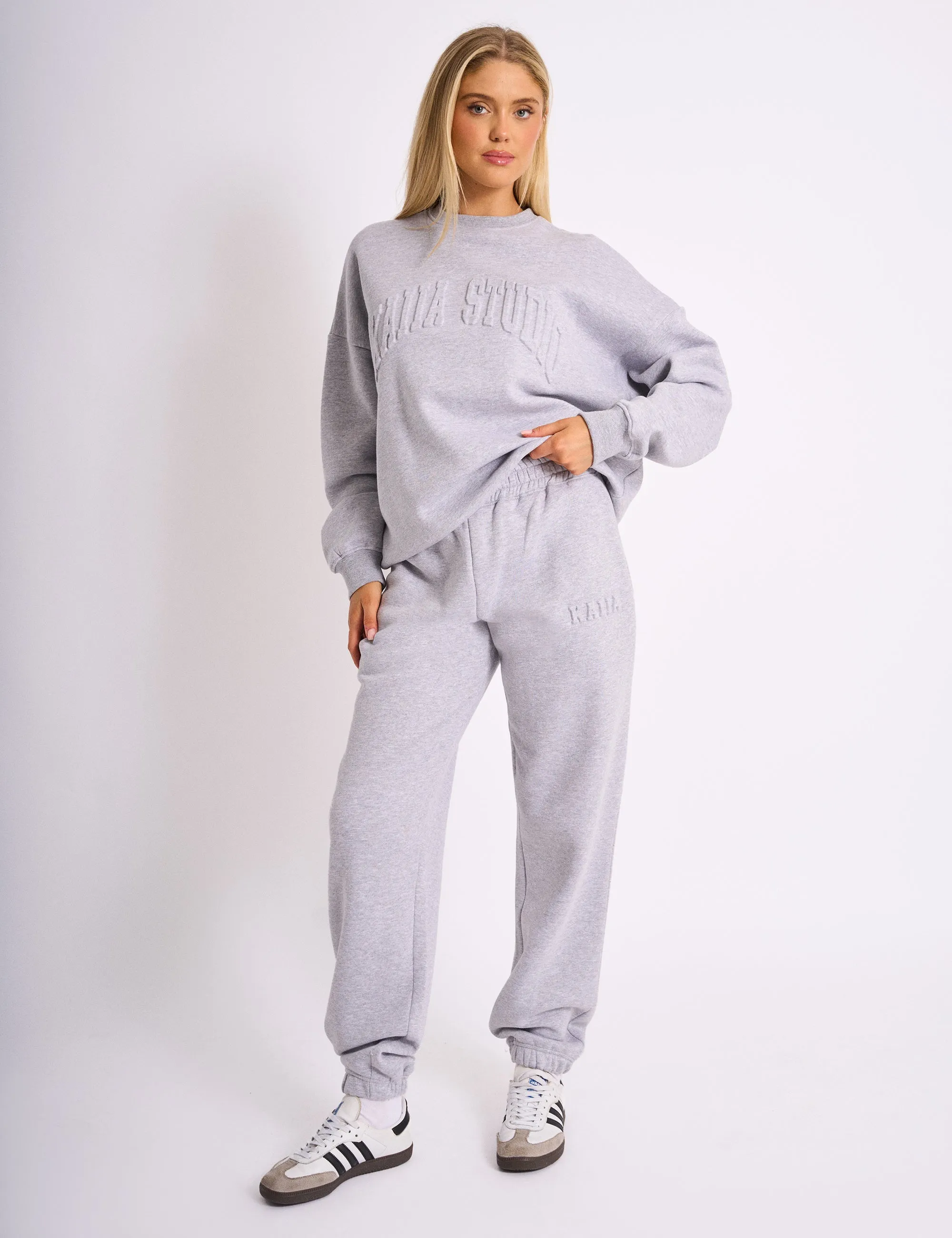 Kaiia Embossed Logo Cuffed Joggers Grey Marl sold by Public Desire