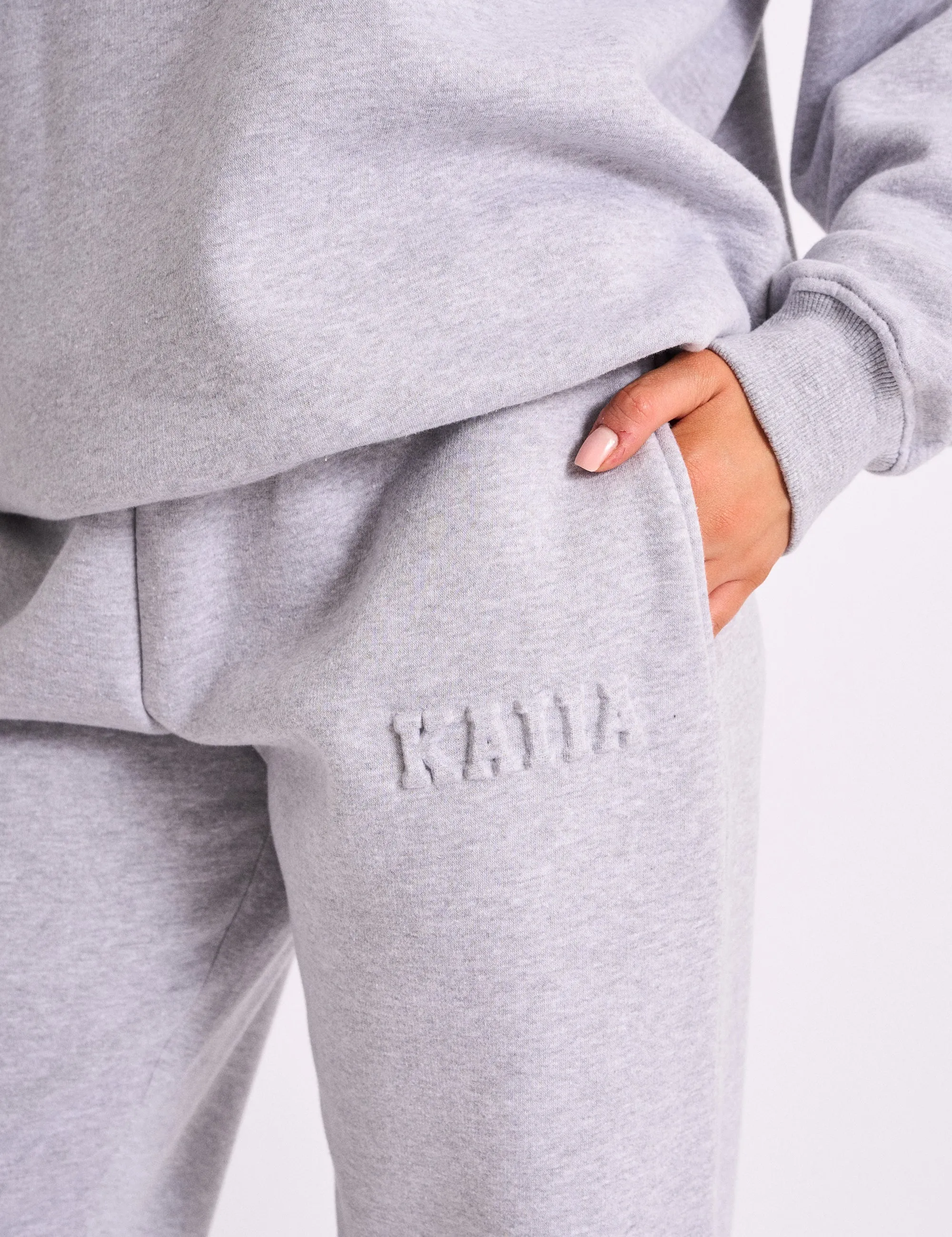 Kaiia Embossed Logo Cuffed Joggers Grey Marl sold by Public Desire product image thumbnail 2