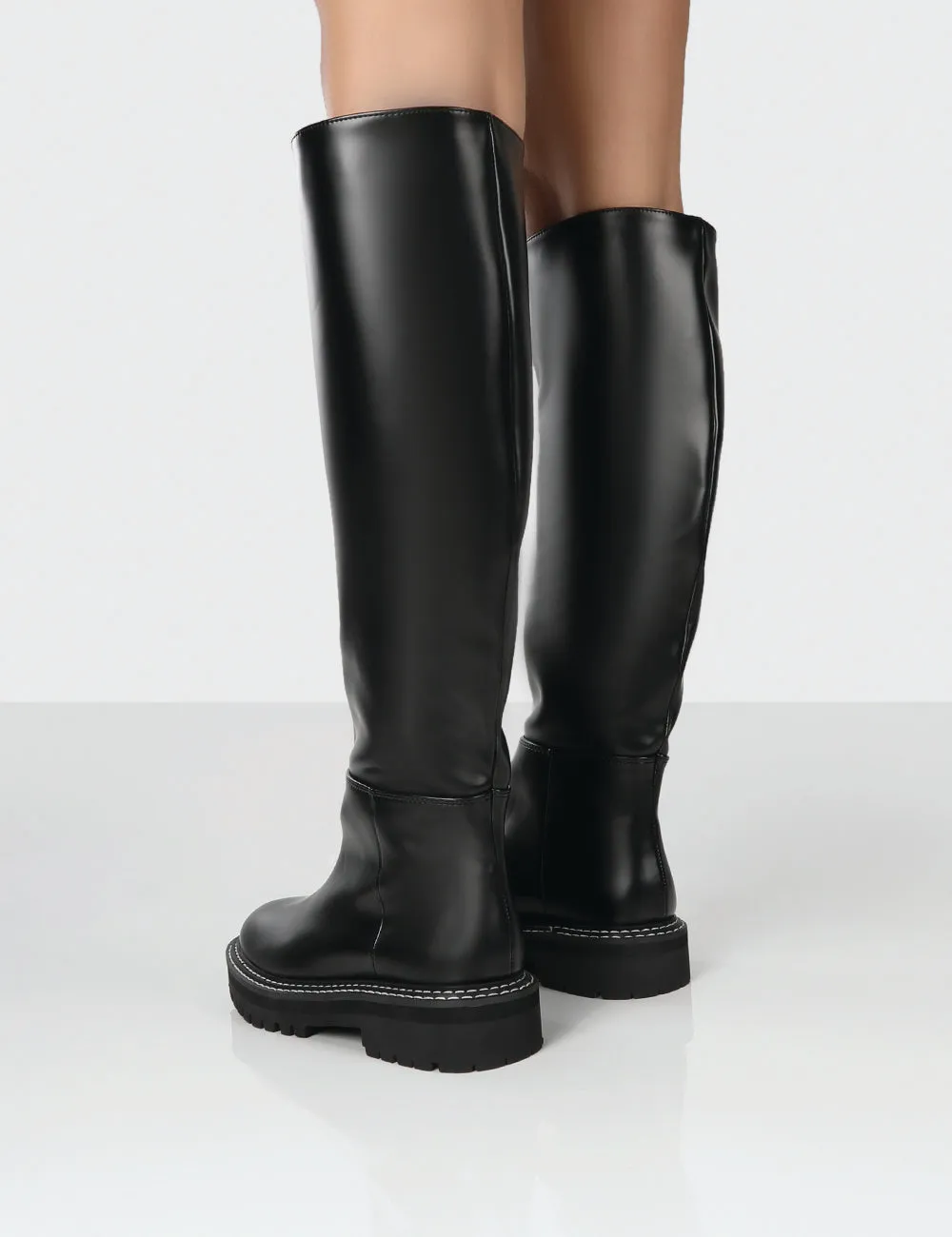 Dana Black Pu Chunky Sole Knee High Boots sold by Public Desire product image thumbnail 2