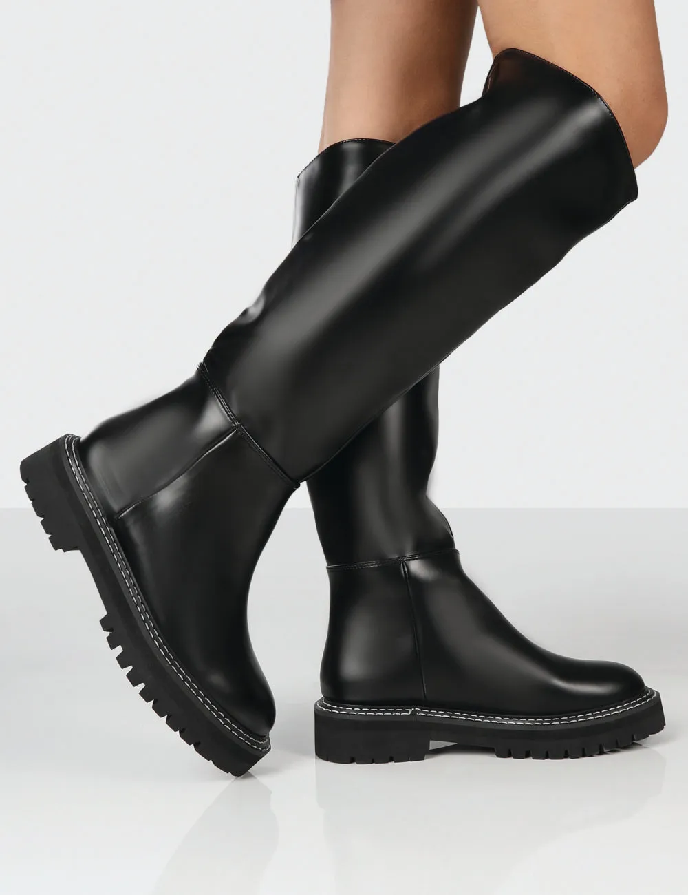Dana Black Pu Chunky Sole Knee High Boots sold by Public Desire product image thumbnail 4
