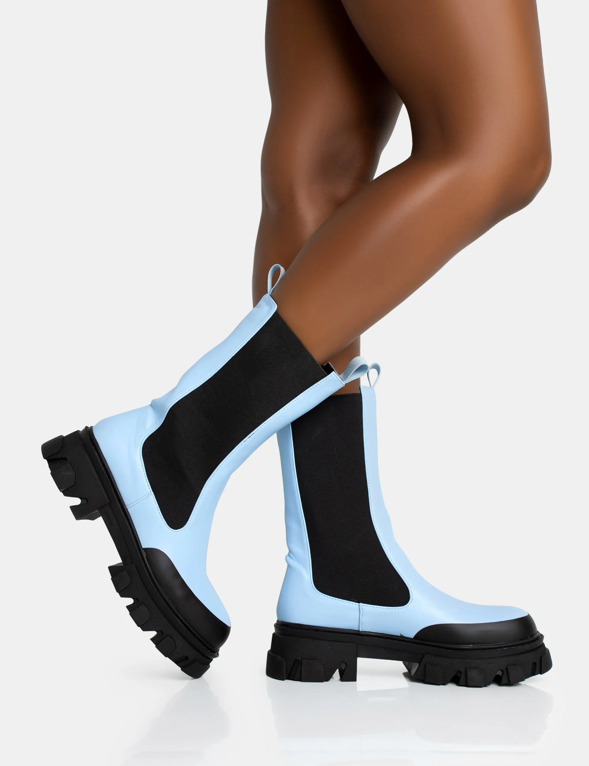 Kira Blue PU Chunky Sole Chelsea Ankle Boots sold by Public Desire product image thumbnail 2