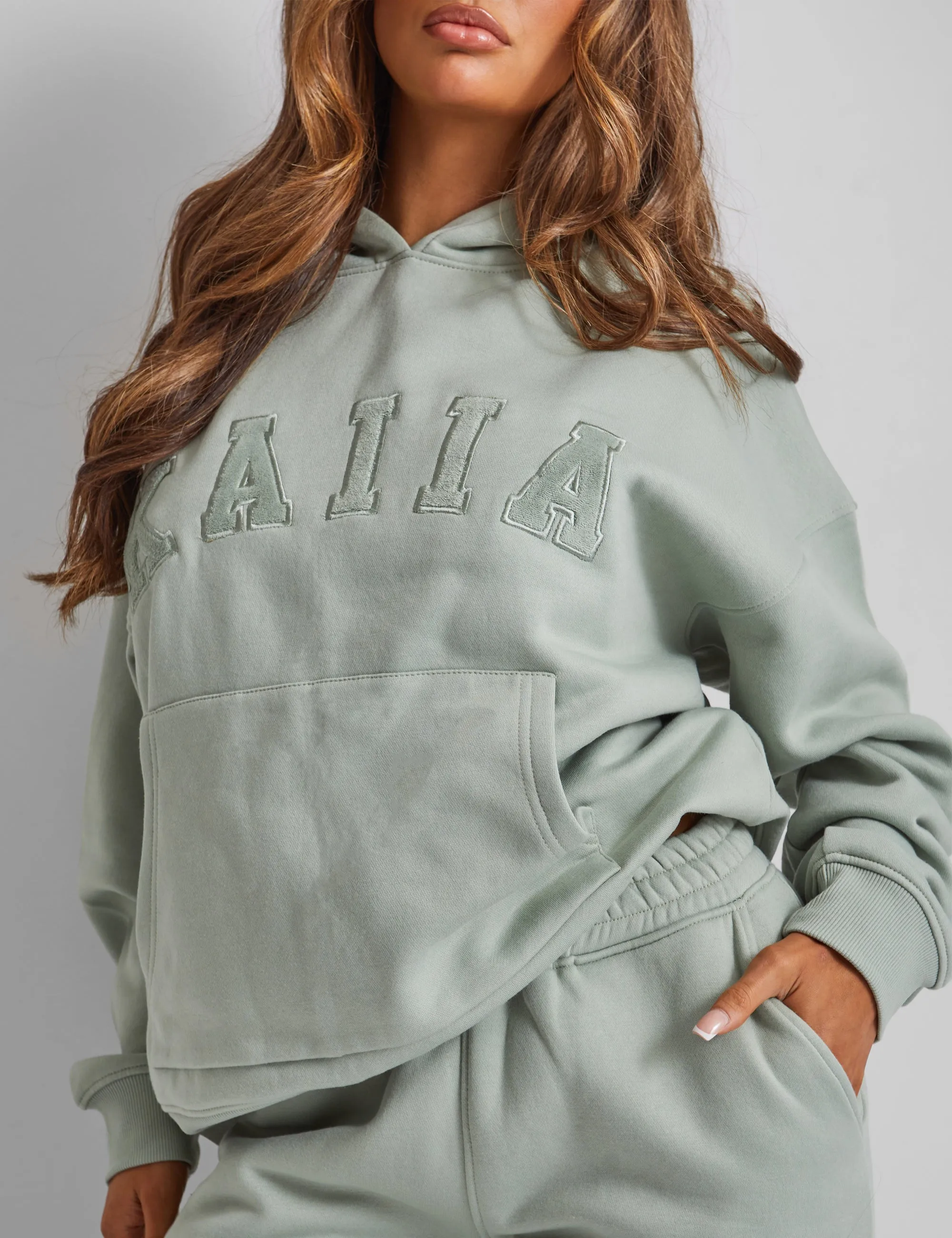 Kaiia Slogan Oversized Hoodie Sage Green sold by Public Desire product image thumbnail 2