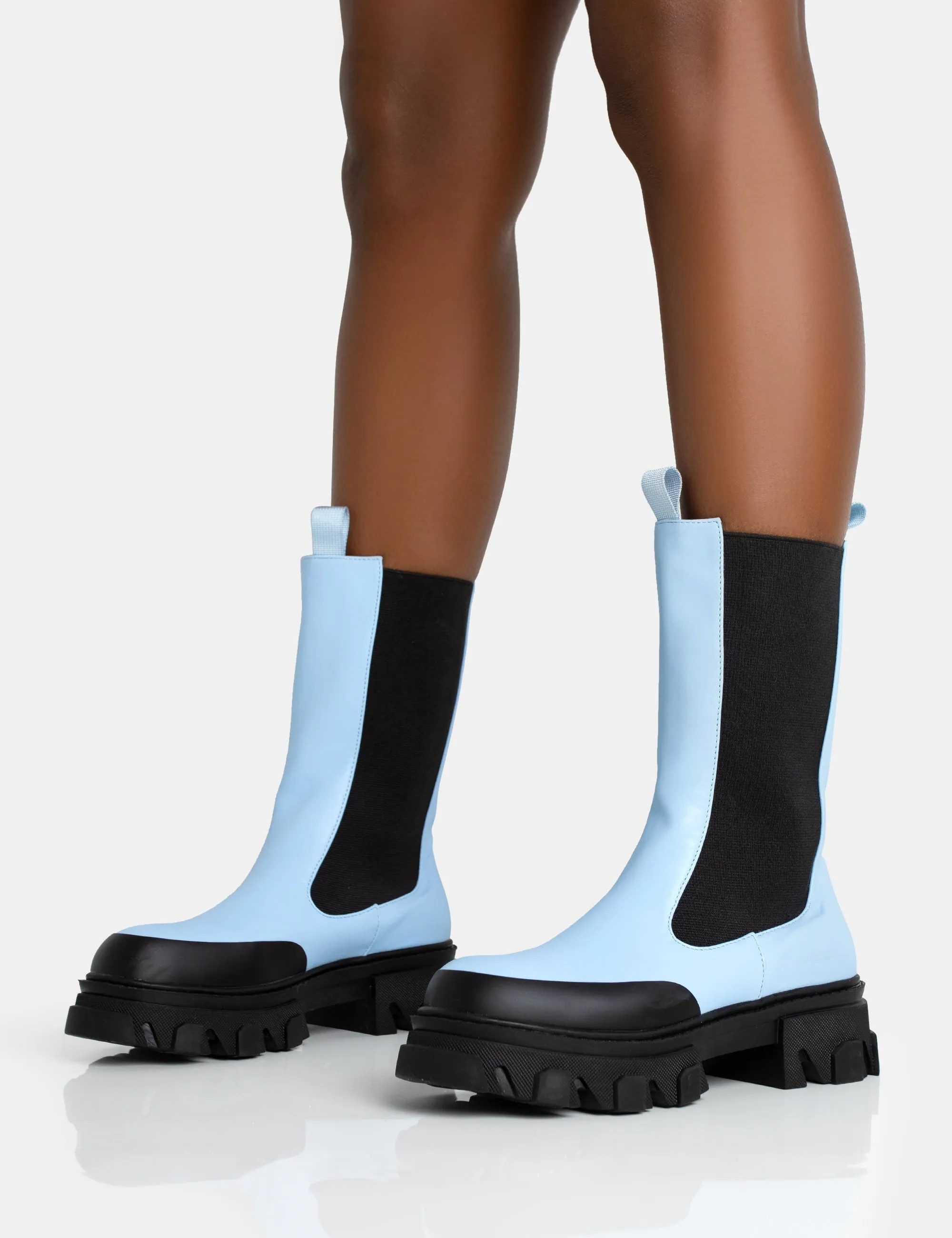 Kira Blue PU Chunky Sole Chelsea Ankle Boots sold by Public Desire product image thumbnail 3