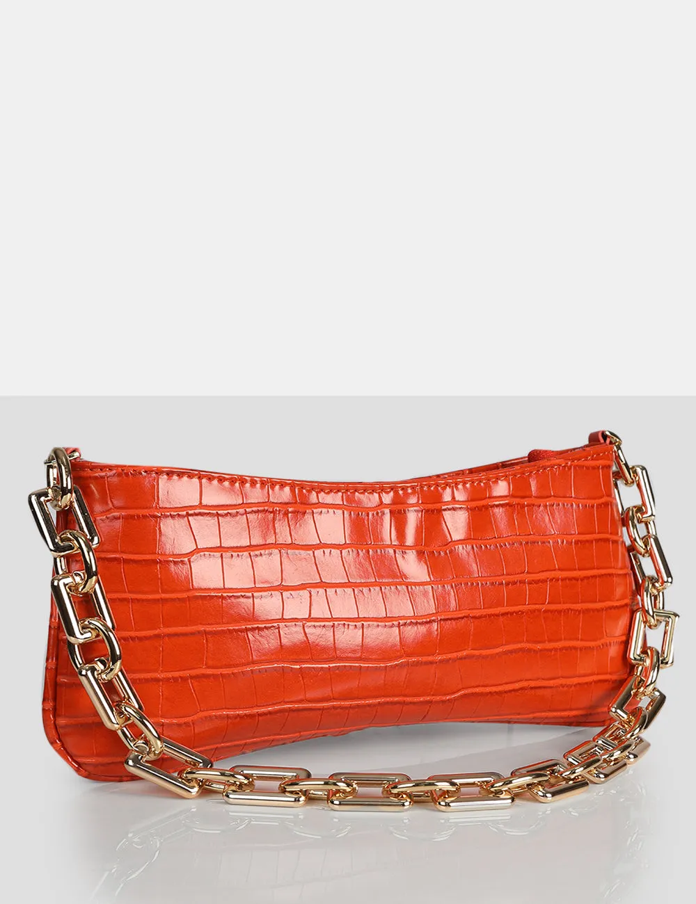 The Sadie Orange Croc Chain Detail Shoulder Bag sold by Public Desire product image thumbnail 2