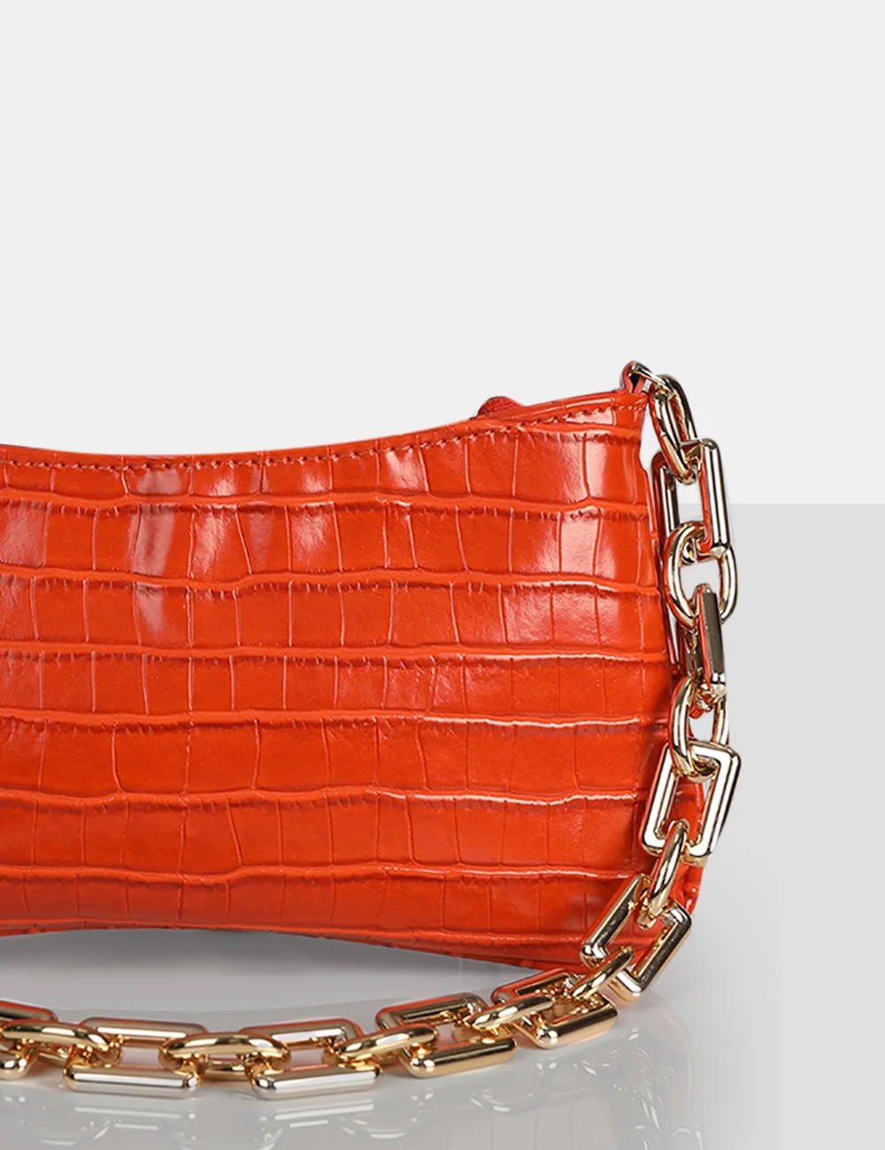 The Sadie Orange Croc Chain Detail Shoulder Bag sold by Public Desire product image thumbnail 3