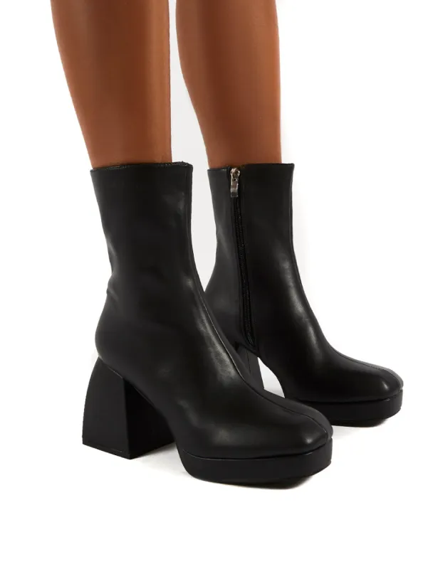Imagine Black Chunky Heel Ankle Boots sold by Public Desire