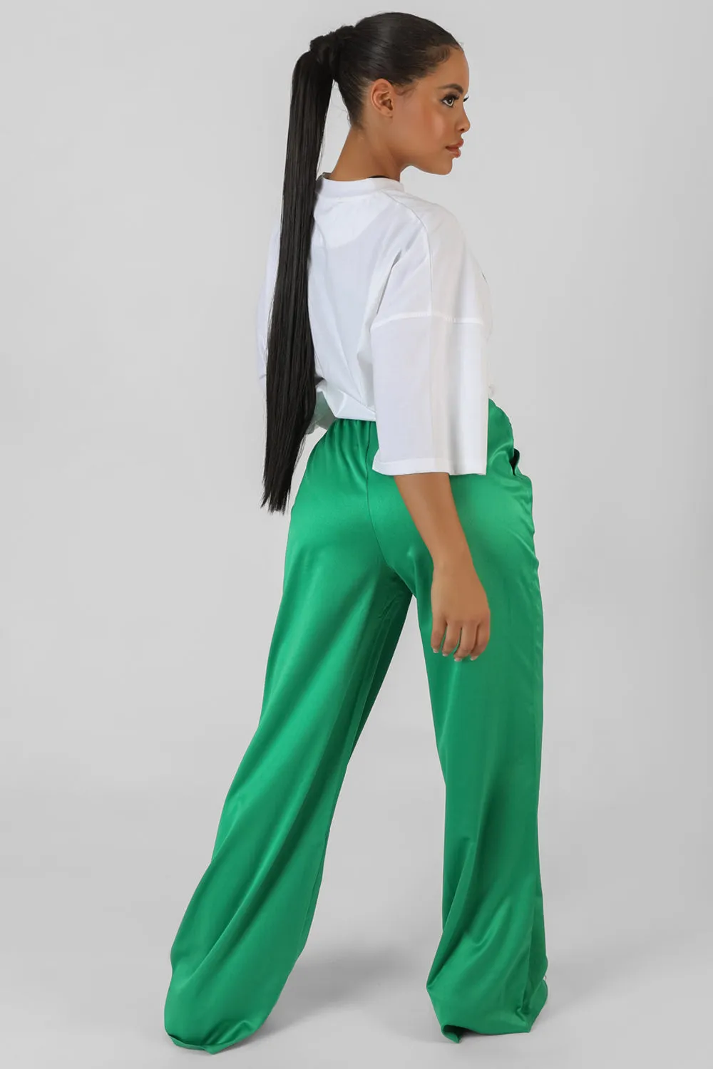 Satin Wide Leg Trousers Green sold by Public Desire product image thumbnail 3