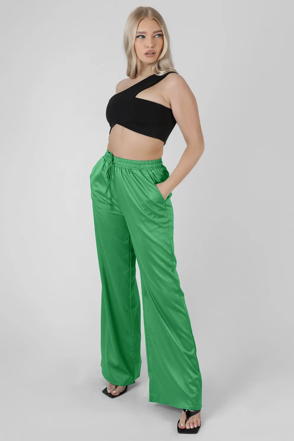 Satin Wide Leg Trousers Green sold by Public Desire product image thumbnail 5