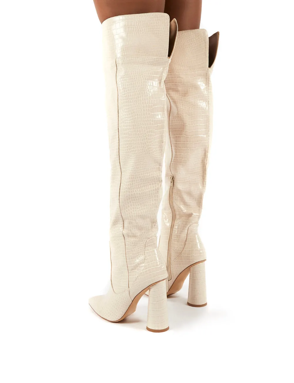 Hometown Bone Croc Over The Knee Heeled Boots sold by Public Desire product image thumbnail 2
