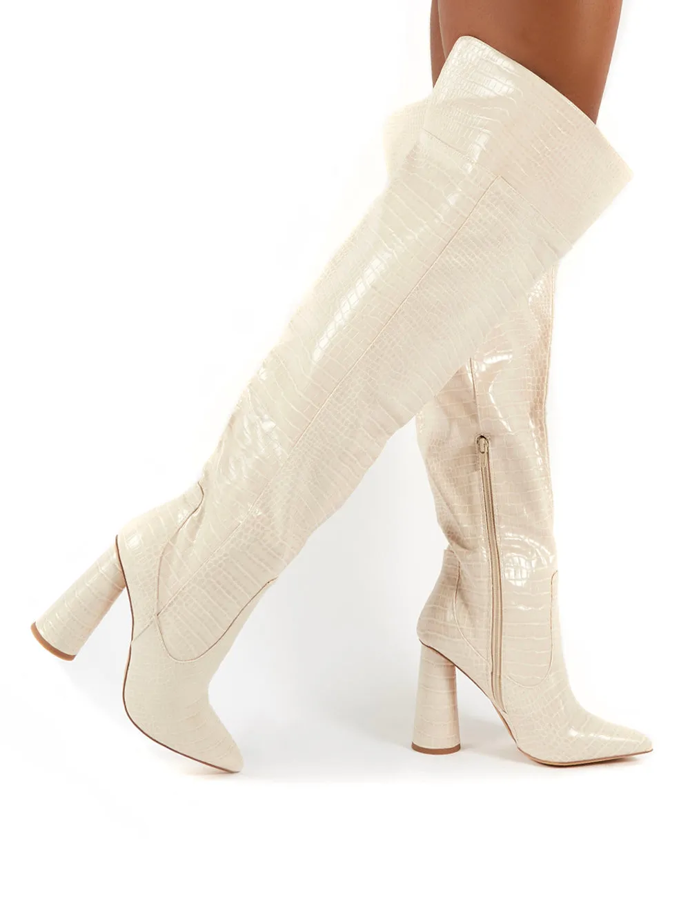 Hometown Bone Croc Over The Knee Heeled Boots sold by Public Desire product image thumbnail 3