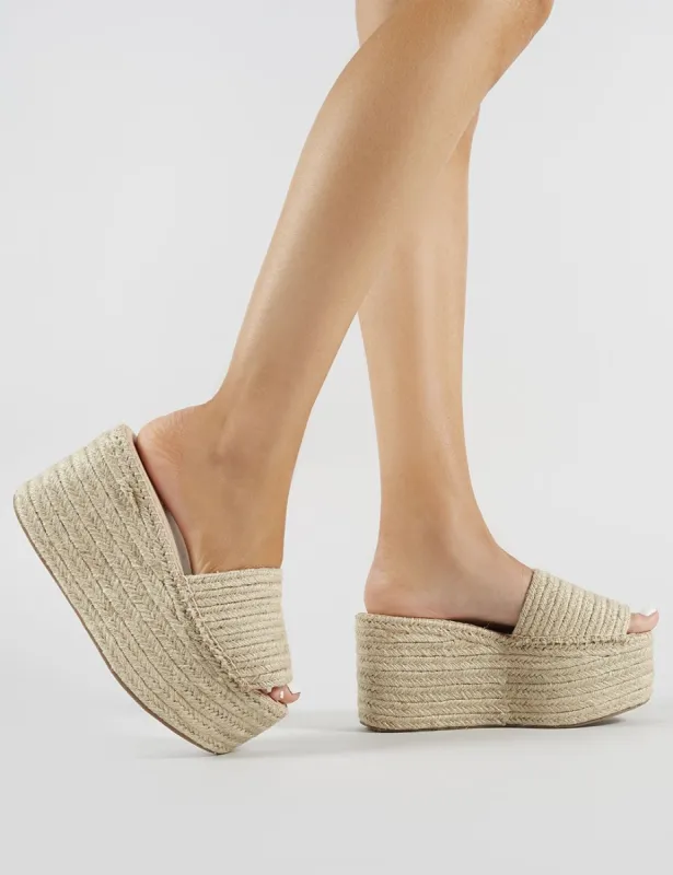 Bodhi Flatform Sandals in Natural Woven made by Public Desire